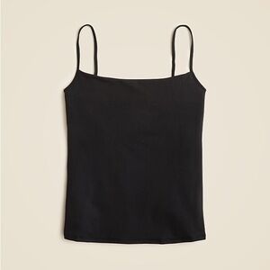 NWT J. Crew Black Stretch Cotton Shelf-Bra Camisole Tank Top, CO029, XS